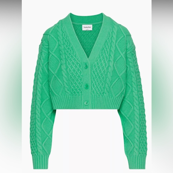 Merino wool cardigan green - Picture 1 of 2